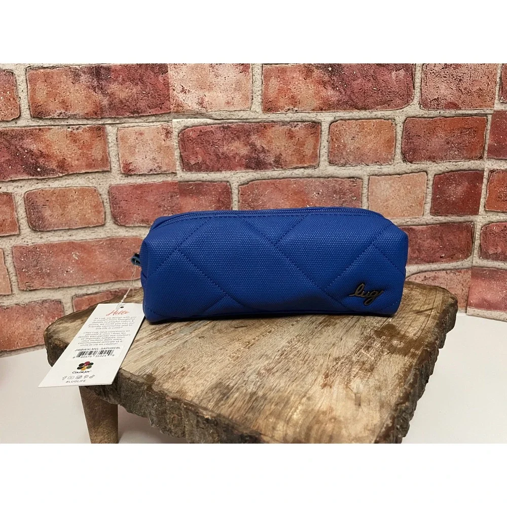 Lug Jib XL Quilted Cosmetic Pouch Sapphire Blue Travel Makeup Bag New